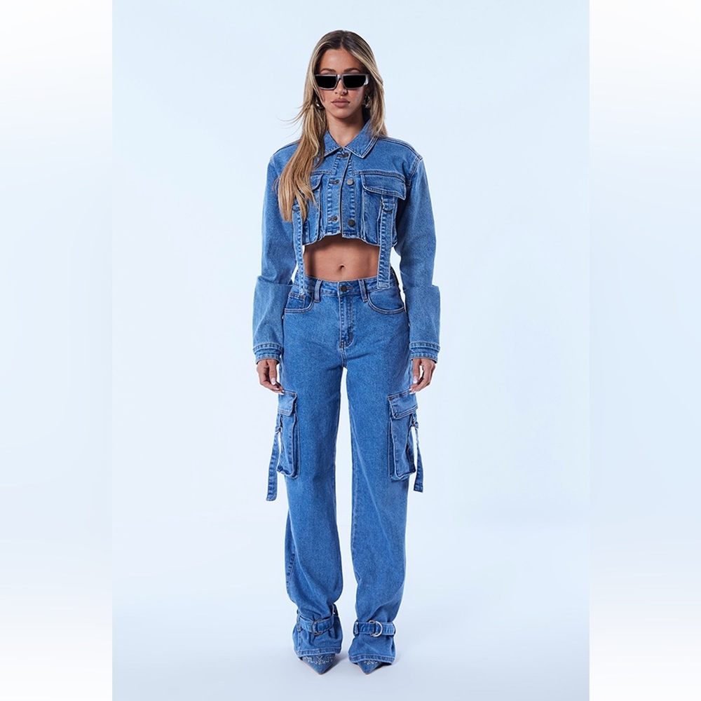 Denim cargo oversized jeans
